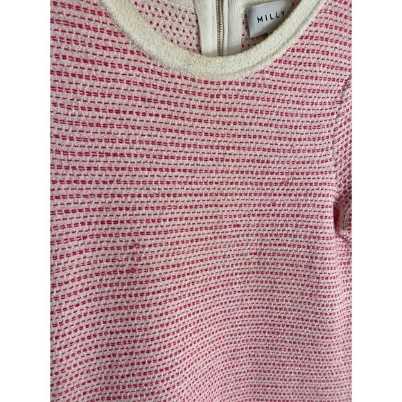 Milly Of New York Women's Pink Short Sleeve Tweed Knit A Line Dress - P - Picture 2 of 12